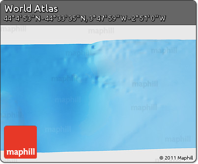 Physical 3D Map of the Area around 44° 19' 14" N, 3° 19' 30" W