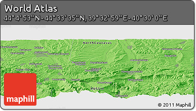 Political Panoramic Map of the Area around 44° 19' 14" N, 40° 1' 29" E