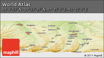 Physical Panoramic Map of the Area around 44° 19' 14" N, 41° 43' 30" E