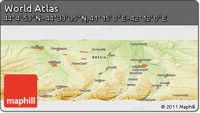 Physical Panoramic Map of the Area around 44° 19' 14" N, 41° 43' 30" E