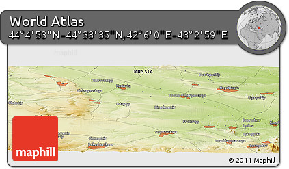 Physical Panoramic Map of the Area around 44° 19' 14" N, 42° 34' 30" E