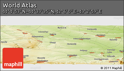 Physical Panoramic Map of the Area around 44° 19' 14" N, 42° 34' 30" E