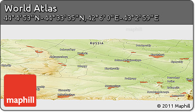 Physical Panoramic Map of the Area around 44° 19' 14" N, 42° 34' 30" E