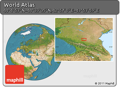 Satellite Location Map of the Area around 44° 19' 14" N, 43° 25' 29" E