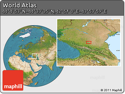 Satellite Location Map of the Area around 44° 19' 14" N, 43° 25' 29" E