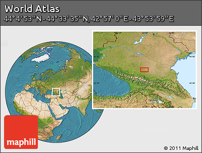 Satellite Location Map of the Area around 44° 19' 14" N, 43° 25' 29" E