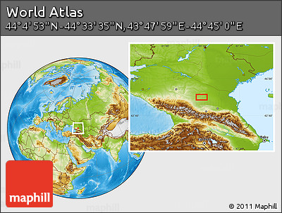 Physical Location Map of the Area around 44° 19' 14" N, 44° 16' 29" E