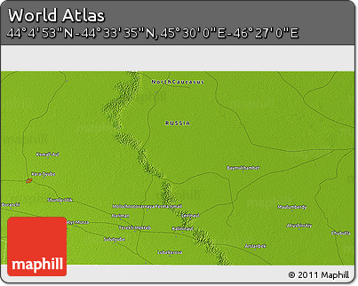 Physical 3D Map of the Area around 44° 19' 14" N, 45° 58' 30" E