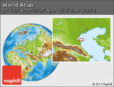 Physical Location Map of the Area around 44° 19' 14" N, 47° 40' 29" E