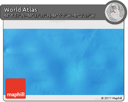 Physical 3D Map of the Area around 44° 19' 14" N, 47° 31' 29" W