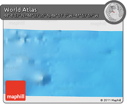 Physical 3D Map of the Area around 44° 19' 14" N, 48° 22' 30" W