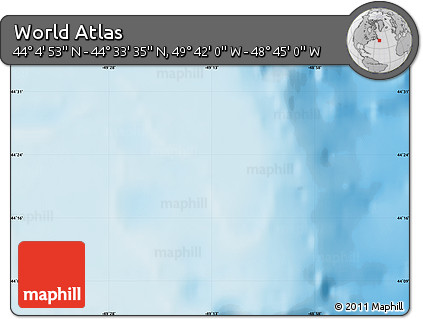 Physical Map of the Area around 44° 19' 14" N, 49° 13' 30" W
