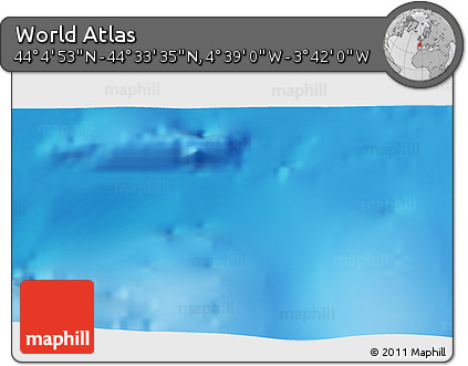 Shaded Relief 3D Map of the Area around 44° 19' 14" N, 4° 10' 30" W
