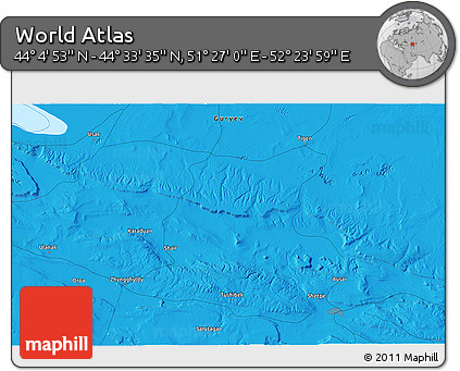 Political 3D Map of the Area around 44° 19' 14" N, 51° 55' 29" E