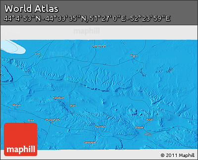 Political 3D Map of the Area around 44° 19' 14" N, 51° 55' 29" E