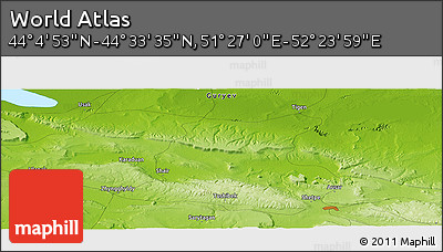 Physical Panoramic Map of the Area around 44° 19' 14" N, 51° 55' 29" E