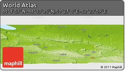 Physical Panoramic Map of the Area around 44° 19' 14" N, 51° 55' 29" E