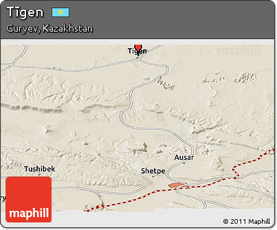 Shaded Relief Panoramic Map of Tīgen