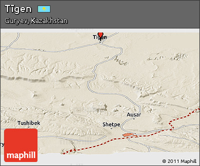 Shaded Relief Panoramic Map of Tīgen