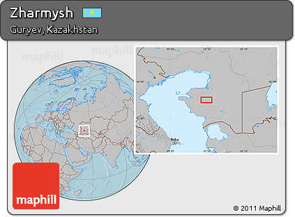 Gray Location Map of Zharmysh, hill shading