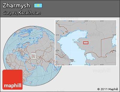 Gray Location Map of Zharmysh, hill shading
