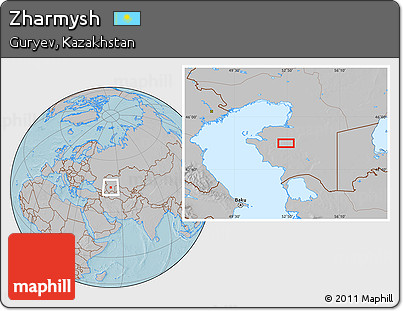 Gray Location Map of Zharmysh, hill shading