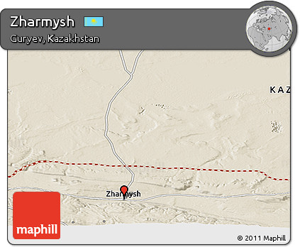 Shaded Relief Panoramic Map of Zharmysh