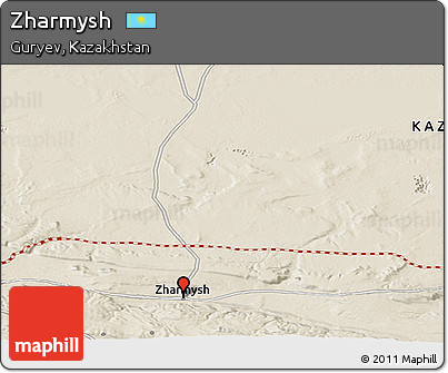 Shaded Relief Panoramic Map of Zharmysh