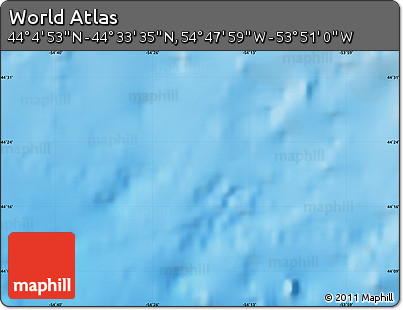 Physical Map of the Area around 44° 19' 14" N, 54° 19' 30" W