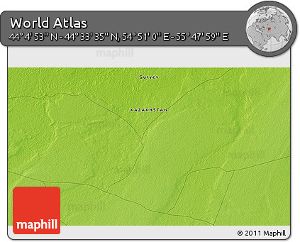 Physical 3D Map of the Area around 44° 19' 14" N, 55° 19' 30" E
