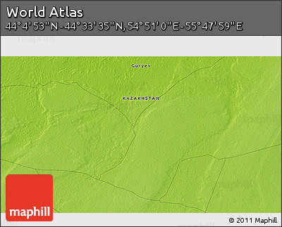 Physical 3D Map of the Area around 44° 19' 14" N, 55° 19' 30" E