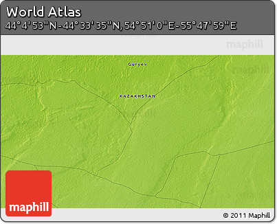 Physical 3D Map of the Area around 44° 19' 14" N, 55° 19' 30" E