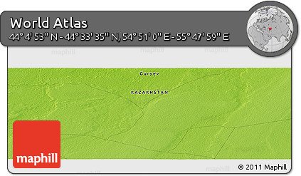 Physical Panoramic Map of the Area around 44° 19' 14" N, 55° 19' 30" E