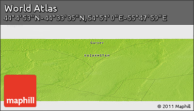 Physical Panoramic Map of the Area around 44° 19' 14" N, 55° 19' 30" E