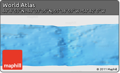 Shaded Relief Panoramic Map of the Area around 44° 19' 14" N, 55° 10' 29" W