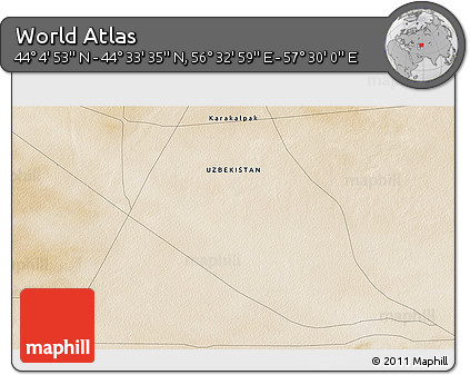 Satellite 3D Map of the Area around 44° 19' 14" N, 57° 1' 29" E