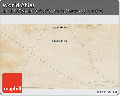 Satellite 3D Map of the Area around 44° 19' 14" N, 57° 1' 29" E