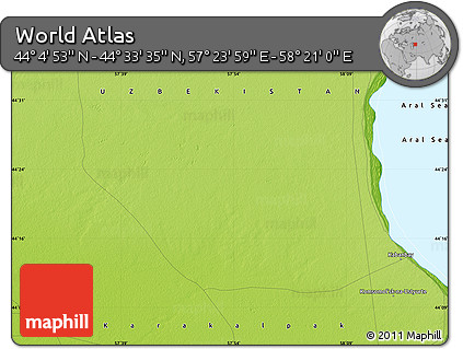 Physical Map of the Area around 44° 19' 14" N, 57° 52' 30" E