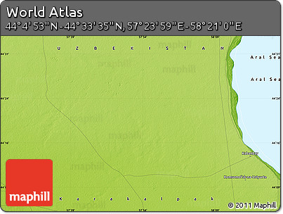 Physical Map of the Area around 44° 19' 14" N, 57° 52' 30" E