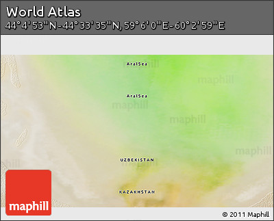 Satellite 3D Map of the Area around 44° 19' 14" N, 59° 34' 30" E