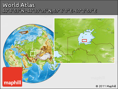 Physical Location Map of the Area around 44° 19' 14" N, 59° 34' 30" E