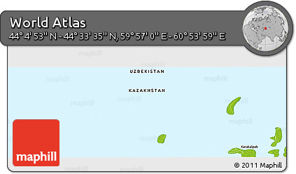 Physical Panoramic Map of the Area around 44° 19' 14" N, 60° 25' 29" E