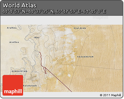Satellite 3D Map of the Area around 44° 19' 14" N, 61° 16' 29" E