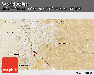 Satellite 3D Map of the Area around 44° 19' 14" N, 61° 16' 29" E