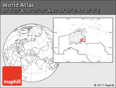 Blank Location Map of the Area around 44° 19' 14" N, 61° 16' 29" E