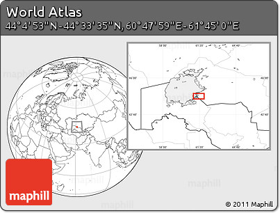 Blank Location Map of the Area around 44° 19' 14" N, 61° 16' 29" E