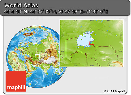 Physical Location Map of the Area around 44° 19' 14" N, 61° 16' 29" E