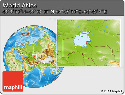 Physical Location Map of the Area around 44° 19' 14" N, 61° 16' 29" E