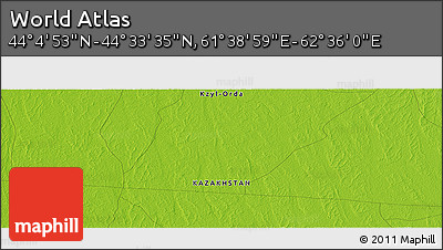 Physical Panoramic Map of the Area around 44° 19' 14" N, 62° 7' 30" E