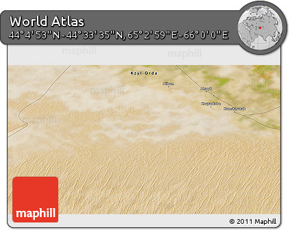 Satellite 3D Map of the Area around 44° 19' 14" N, 65° 31' 30" E